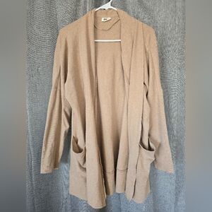 PACT Airplane Open Front Wrap Cardigan 100% Organic Cotton Oversized XS S Tan
